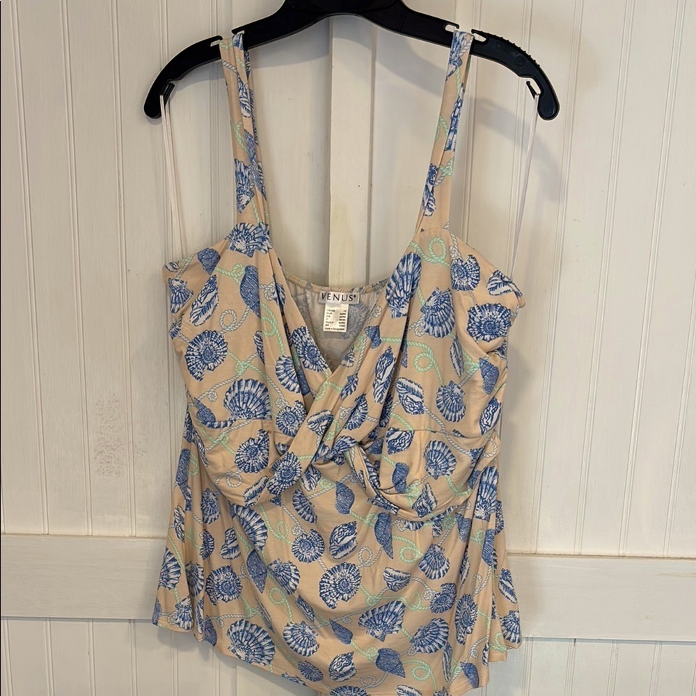 Venus Blue & peach, stretchy top with ropes & seashells size 1X. So cute